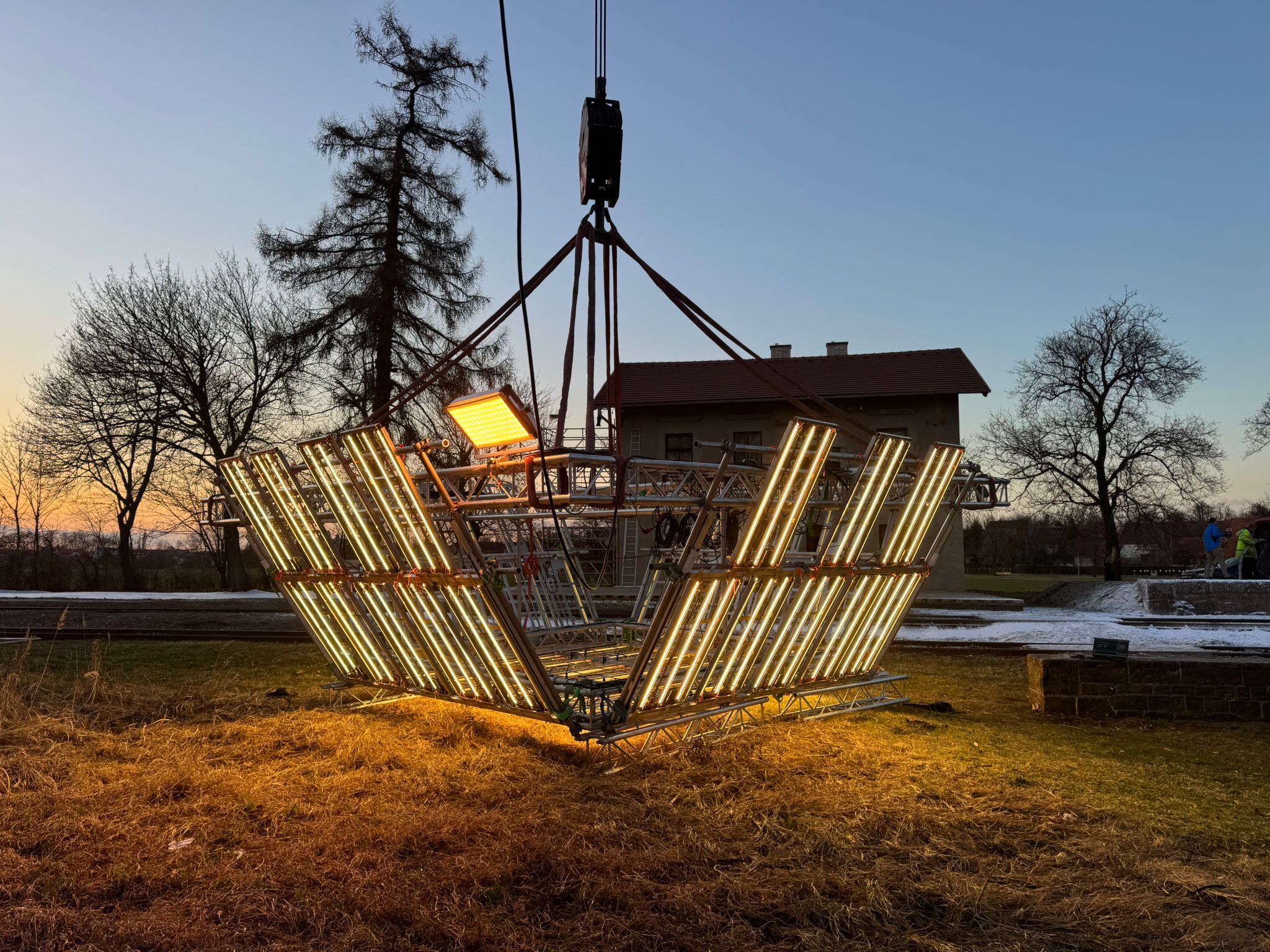 Flat Light panels at golden hour outdoor shoot